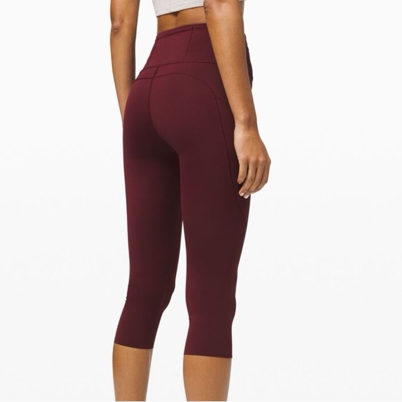 Lululemon Womens 4 Garnet Red Fast n Free Running Athletic Crops 19” - Picture 6 of 6